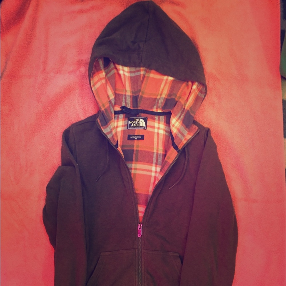 The north face olive flannel lined jacket
